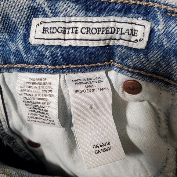 Lucky Brand Bridgette Cropped Flare Button Fly Jeans Light Wash Blue Size 00/24 - Picture 9 of 13